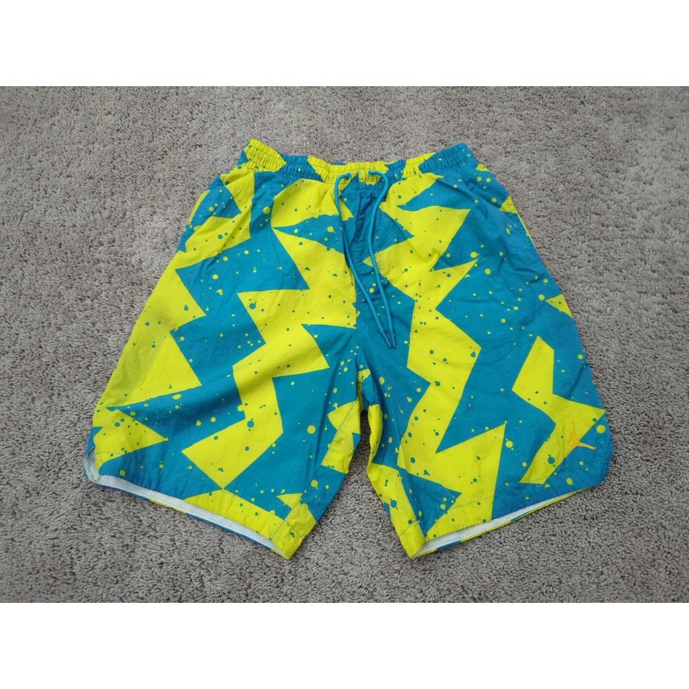 Jordan Jumpman Poolside‎ Shorts Mens Medium Blue Yellow Elastic Waist Mesh Lined